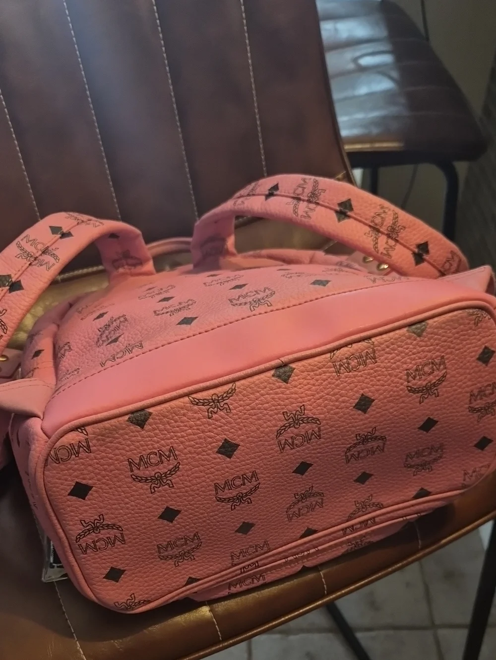 MCM Pink Leather Backpack